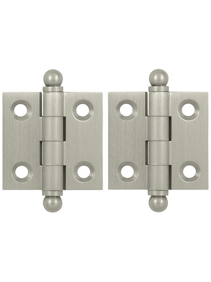 Pair of Solid Brass Cabinet Hinges - 1 1/2" x 1 1/2"